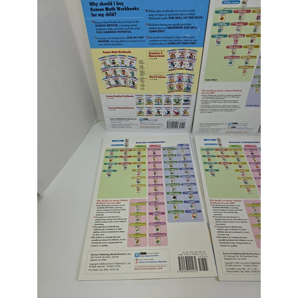 Lot of 4 Kumon Telling Time Simple Math Dollers Cents Workbooks For Ages 5-8